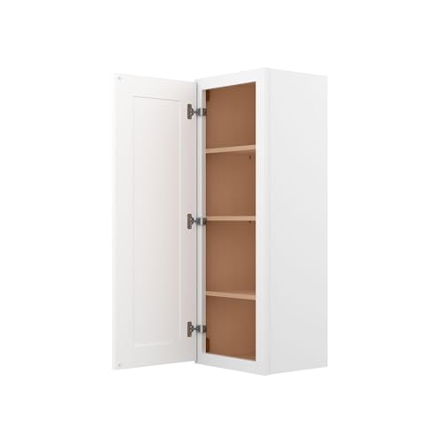 Image of Furinno Shaker 1-Door-3 Shelves Wall Kitchen Cabinet, Ready to Assemble, 12 D x 15 W x 42 H, White