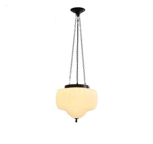 Lustre en verre rétro suspension LED de style minimaliste crème pour plafond LWX