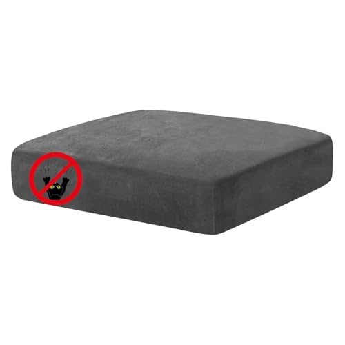 CHELZEN Samt Sofa Sitzkissenbezug, Hochelastischer Sitzbezug, Stretch Sofasitzbezug Schonbezug Schutz Sofabezug L-förmiger Ecksofas für Wohnzimmer (1 Sitzer, Grau)