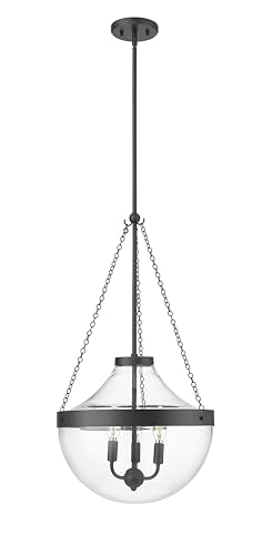 ML Lighting | Clarra Collection | 20103-MB | 3 Light Pendant in Matte Black Finish with Clear Glass Shade | Perfect for Kitchens, Dining Rooms, Living Rooms, Entryways, Hallways