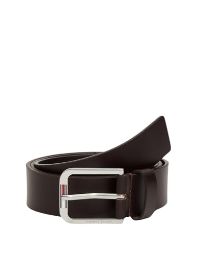 Tommy Jeans Cinturón de Piel para Hombre Austin 3.5, Marrón (Dark Brown), 80 Cm