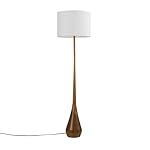 GLOBE Electric Novogratz x Harrington 65" Floor Lamp, 2-Tone Faux Wood Base, White Fabric Shade, Socket Rotary Switch 67225