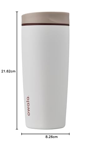 Image of Owala SmoothSip Slider Insulated Stainless Steel Coffee Tumbler, Reusable Iced Coffee Cup, Hot Coffee Travel Mug, BPA Free 20 oz, Vanilla Bean
