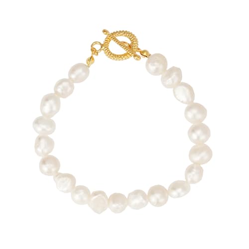 Pearl Bracelets for Women, Freshwater Pearl Bracelet Baroque Beaded Bracelets Beach Jewelry Bride Gifts for Wedding Birthday Anniversary