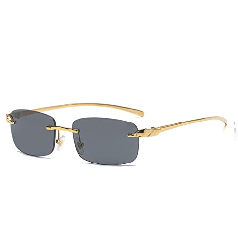 Lunettes de soleil rectangle en métal or et noir classique style vintage carré UV400