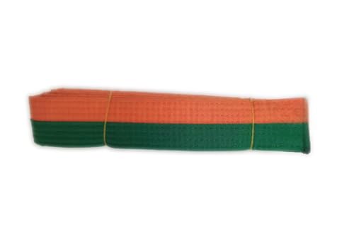 Pandiui23 Professional Taekwondo Karate Judo Double Wrap Martial Arts Stripe Sports Belt (1, Orange Green, 2.2M)