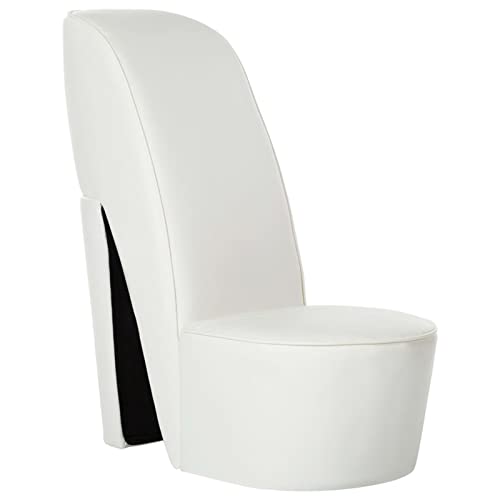 Cinyiqo Sillón con Forma de Zapato de tacón, Butaca, Sillon Orejero, Sillon Lactancia, Sillones para Personas Mayores, Butacas De Cine, Cuero sintético Blanco