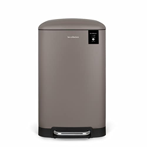 Les Collectors Poubelle de Cuisine à Pédale N°719, Acier inoxydable, Capacité 30L, Sac compatible 30-50L, Compacte, Pratique, Fermeture silencieuse, Seau intérieur...