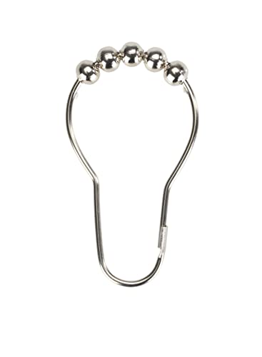 WENKO Duschvorhangringe 12er Set - 12er Set Duschringe mit Gleitsystem, verchromtes Metall, 3 x 3 cm, Chrom, 0 x 3 x 3 cm