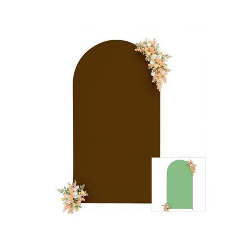 Green Brown Arch Backdrop Cover 7.2ft Spandex Wedding Arch Cover for Baby Shower Birthday Party Bridal Shower Balloon Arch Stand Cover Double Sided Banquet Photo Arch Covers Stretchy Backdrop