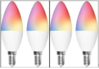 ngnsky Lot de 4 ampoules LED intelligentes Bluetooth RGBCW, E12 synchronisation de la musique à changement de couleur, avec contrôle par application pour...