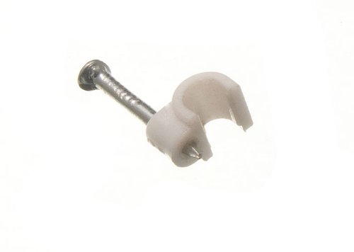 One Stop DIY 400 x ROUND WHITE CABLE CLIPS WITH KNOCK IN PINS 3.5MM NEW