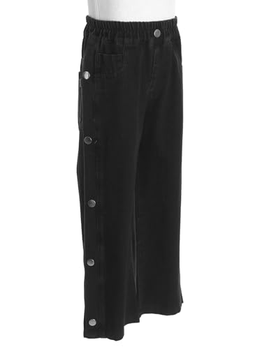 Aislor Kids Boys Girls Cargo Jeans Straight Wide Leg Denim Trousers Streetwear Denim Cargo Pants Bottoms with Button4