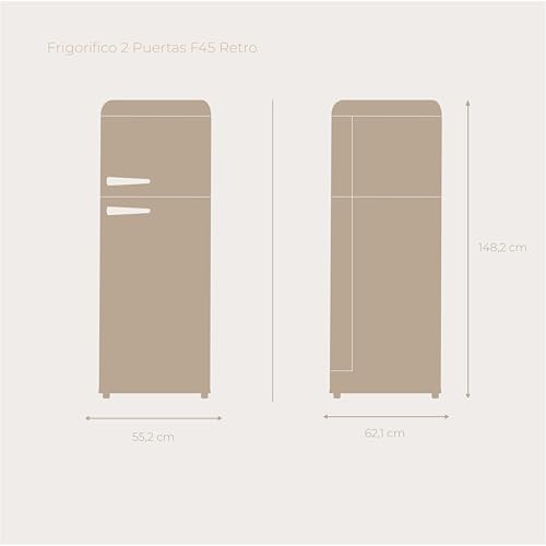 Miniatura 2 de Evvo Frigorífico 2 Puertas, Estilo Retro, Refrigerador 170 Litros, Congelador 45 Litros, Diseño Vintage, Cajón Crisper Zone, Libre De Gas Cfc, Silencioso. F45 Negro