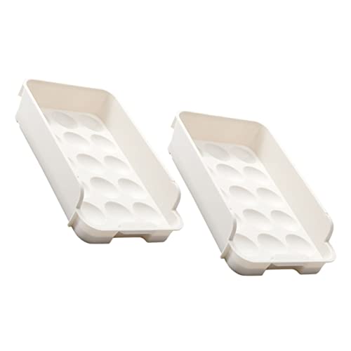 DIYEAH 2 Piezas Cajón De Cartón De Huevos Huevera Para Nevera Conformado Nevera Organizador De Huevos Estante Bandeja De Huevo Para Refrigerador Cartones De Huevos Largo Cerámica Blanco