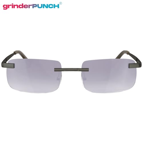 Image of grinderPUNCH Small Slim 90's Popular Nineties Rectangular Sunglasses Clear Rimless Eyewear