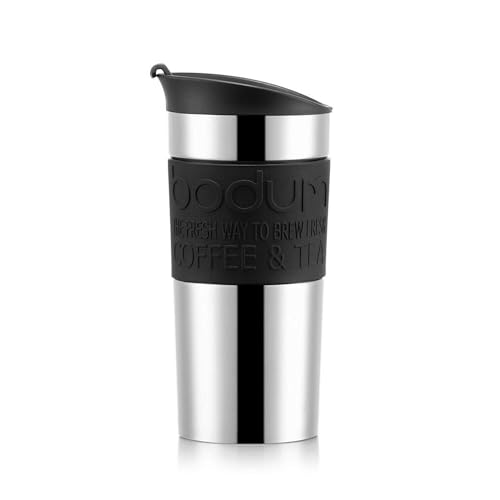 Bodum 11068-01 Travel Mug Vacuum with flip top lid, Black, Small, 0.35 l, 12 oz, Pack of 1
