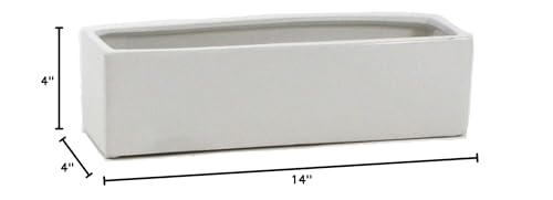 Wgvi CBR1444WT Long Rectangle Ceramic Planter Vase In White 14 Inch X 4 Inch X 4"H thumb #7