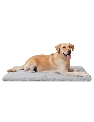 MASSFU Cama lavable para perros extragrandes, almohadilla reversible ultra suave para perros, camas de espuma polar para perros de interior y exterior, 44 x 32 pulgadas, gris