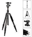 Camera Tripod, 61” Compact & Lightweight Travel Tripod with Ball Head for DSLR & Mirrorless Cameras