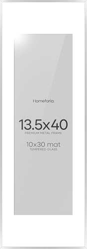 Image of Homeforia 13.5x40 Panoramic Frame Silver, High End Metal 13.5x40 Picture Frames with Mat 10x30 Photo, 13.5 x 40 Poster Frame Matted to 10 by 30 Print, 40x13.5 Frame, Tempered Glass, Wall Kit, Set of 3