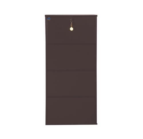 Image of DELITE KOM 24 Inch Wide, 4 Shelf Metal Shoe Rack Wall Mounted for Home with Central Lock | Holds Upto 12 Shoes or 20 Slippers Pair | 1 Year Warranty | (54 x 24 x 5 Inch, Coffee) | DIY | Space Saving