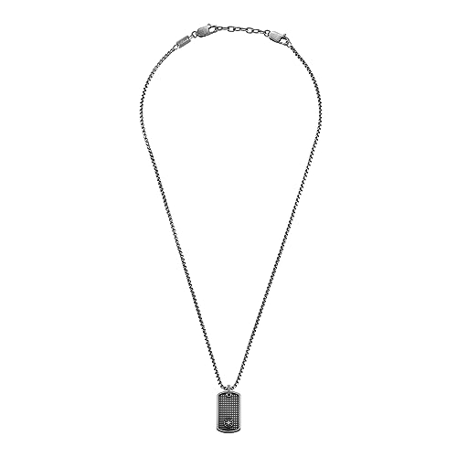 s.Oliver Kette mit Anhänger Edelstahl Herren Halsschmuck, 55+5 cm, Grau, Kompass, Kommt in Schmuck Geschenk Box, 2036846