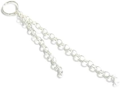 2pcs .925 Sterling Silver Bead Chain Tassel Dangle Earring/Charm/Pendant Connector w/Closed Ring 50mm / Findings