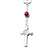 Handmade St. Christopher 1-Decade Rear View Mirror Car Rosary with Choice of Red, Black, or Brown Beads