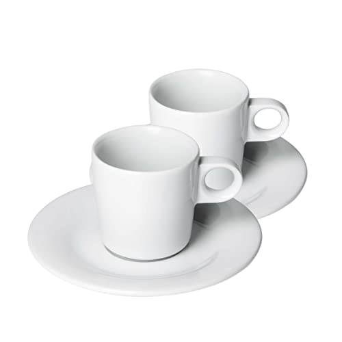 Mahlwerck Bistro Espressotasse 80ml, 2-teilig Tasse mit Untertasse, italienisches und zeitloses Design, Porzellan, 2er Set, Pearl White, Weiss Cover