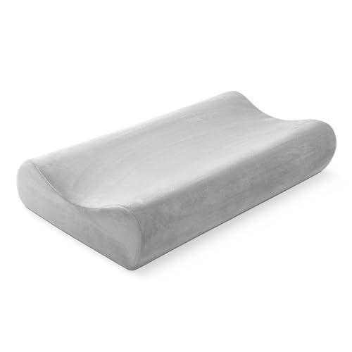 AM AEROMAX 32" King Size Contour Memory Foam Pillow, Neck Pillow for Neck Pain Relief, Neck Orthopedic Sleeping Pillows for Side, Back and Stomach Sleepers(Grey,Velvet)