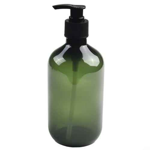 Lot de 4 flacons distributeurs à pompe en plastique rechargeables pour shampooing, lotion et gel douche Vert 500 ml