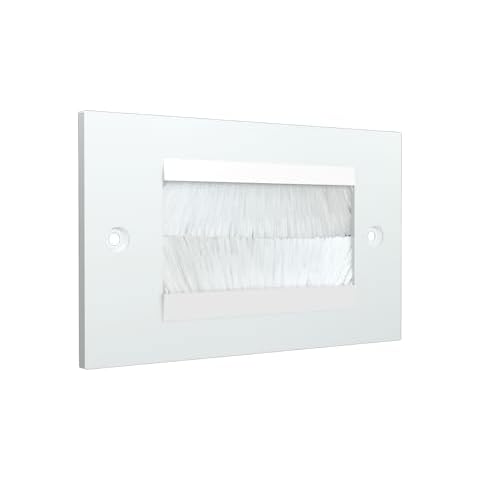 Rhinocables Double Gang White Brush Plate Cover