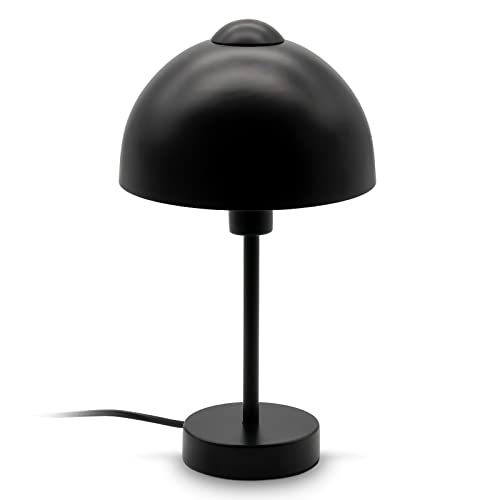 B.K.Licht Lampada comodino, attacco per lampadina E14 max. 25 W non inclusa, altezza 32cm, lampada da tavolo con interruttore sul cavo, nero opaco