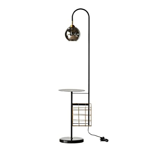 DANNMPX Lampara Pies Lámpara De Pie Hierro Forjado, Pantalla Cristal para Sala Estar, Dormitorio con Estante, Mesa Centro, Base Mármol De Salon