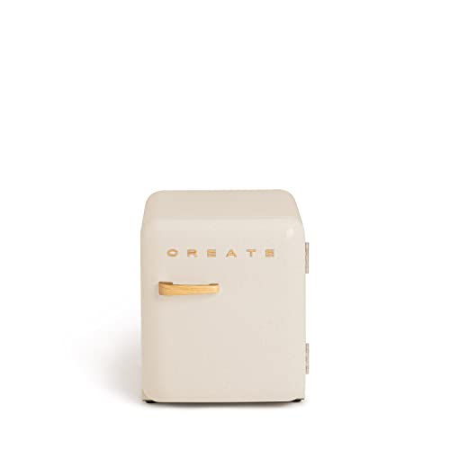 CREATE / RETRO FRIDGE 50 WOOD/Frigorífico blanco roto maneta madera / 85W, minibar, un estante, diseño retro, 50 cm, dos repisas, capacidad de 48L, bajo consumo, 50x44x49,8 cm