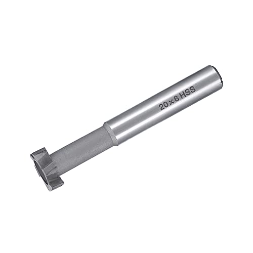 Image of uxcell HSSAL T Slot End Mill Milling Cutter 6 Flutes 20mm Cutting Dia 6mm Depth