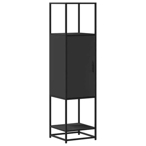 vidaXL Highboard Schwarz 35,5x35x139 cm Holzwerkstoff und Metall, Beistellschrank, schlanker Lagerschrank, hoher Schrank, Hochschrank