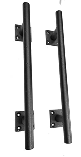 Tirador puerta herrajes forja granero rustico tirador mango de hierro armario habitación cocina Modelo Antique II Morales forja (Set de 2 unidades.) Negro forja.