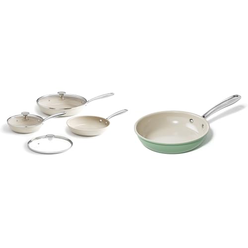 Redchef Nonstick 7-Piece Fry Pan Set, 8, 9.5, and 11 Inch Frying Pans with Tempered Glass Lids, Stay-Cool Handles, Dishwasher & Oven Safe, Induction Safe, Compatible with All Cooktops