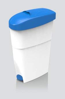 Sleek Plastic ABS Step-On Lady Sanitary Bin Paddle- SL 1800 Series (FFE_005, White, Blue)