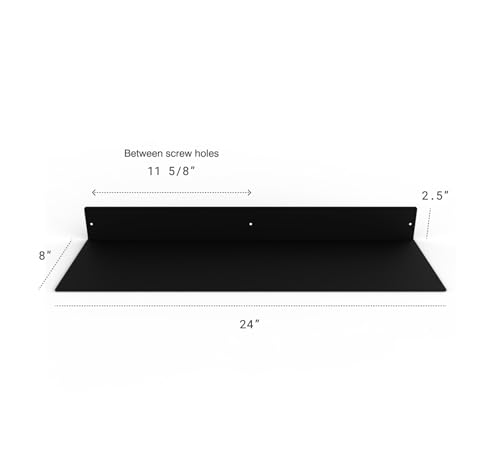 DIY CARTEL Made in USA Linear Floating Shelf - Steel/Metal - Professionally Powder Coated - Industrial Heavy Duty Wall Mounted Modern Rustic Shelf Ledge (24-in X 8-in Powder Coated Matte Black)