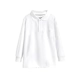 [サニーハグ] ポロシャツ 長袖 キッズ 子供 白 小学生 スクールポロシャツ 学校 1P/150