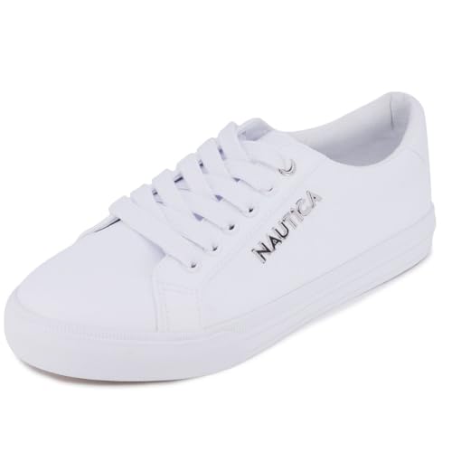 Nautica Women's Fashion Court Sneakers - Lace-Up Casual Tennis Shoes for Ladies