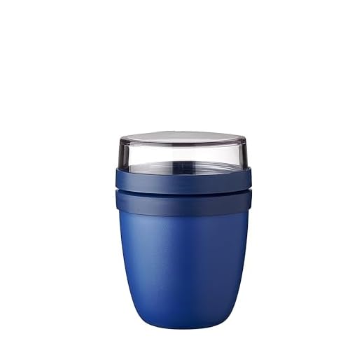 Mepal Müslibecher to go, Klein, praktischer Joghurtbecher to go - Unterteilung für Joghurt & Müsli - Geeignet für Gefrierschrank, Mikrowelle & Spülmaschine - 300 ml + 120 ml - Vivid Blue