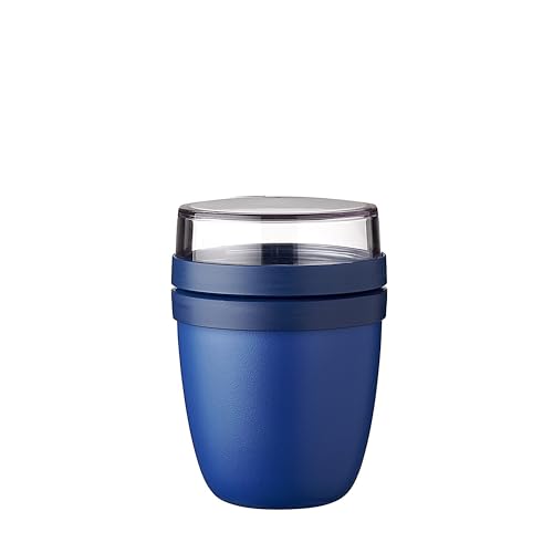 Mepal - Fiambrera Ellipse Mini - Práctico Vaso para Yogur y Muesli - Compartimentos separados para Porta Alimentos - Apto para Congelador, Microondas y Lavavajillas - 300 ml + 120 ml - Vivid Blue