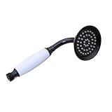 Forme de la douche : Ronde NPQRKJYH Pommeau de douche en laiton antique for salle de bain, pommeau de douche à main en laiton chromé et porcelaine noir et or(Black-White)