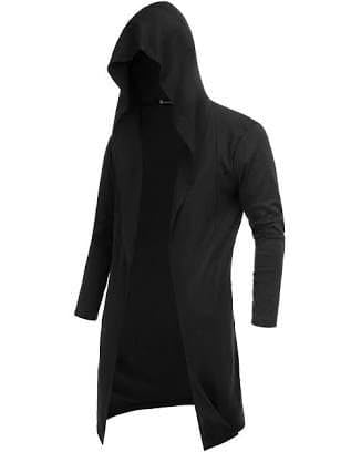 nemo fashion Longline Hooded Cardigan Ruffle Shawl Collar Open Front Drape Cape Overcoat-picture-33