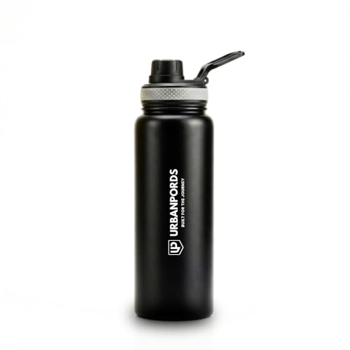 Image of 1L Stainless Steel Water Bottle - Leakproof Fridge Bottle, BPA-Free & Rust Proof Metal Flask, 1000ml Sipper Bottle for School, Office, Gym & Home (Black)