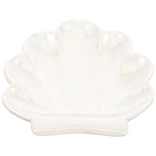 TOVINANNA Bandeja de Cerámica para Joyas Diseño de Concha Soporte para Anillos Plato para Guardar Pulseras y Pendientes Organizador Decorativo Antideslizante para Uso Doméstico